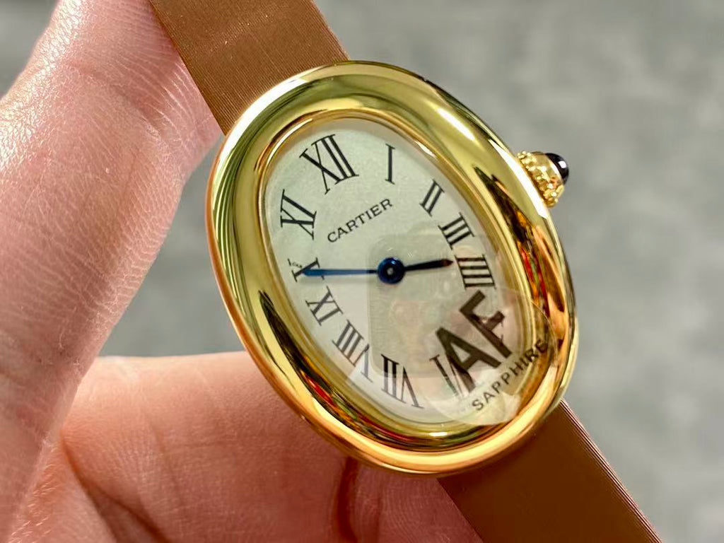 Baignoire 23mm Yellow Gold Leather Strap