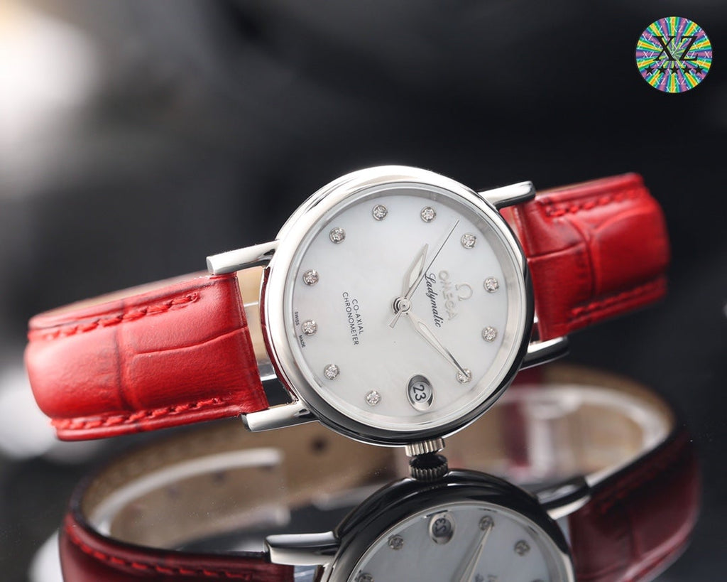 DE VILLE LADYMATIC 31MM MOP DIAL LEATHER STRAP