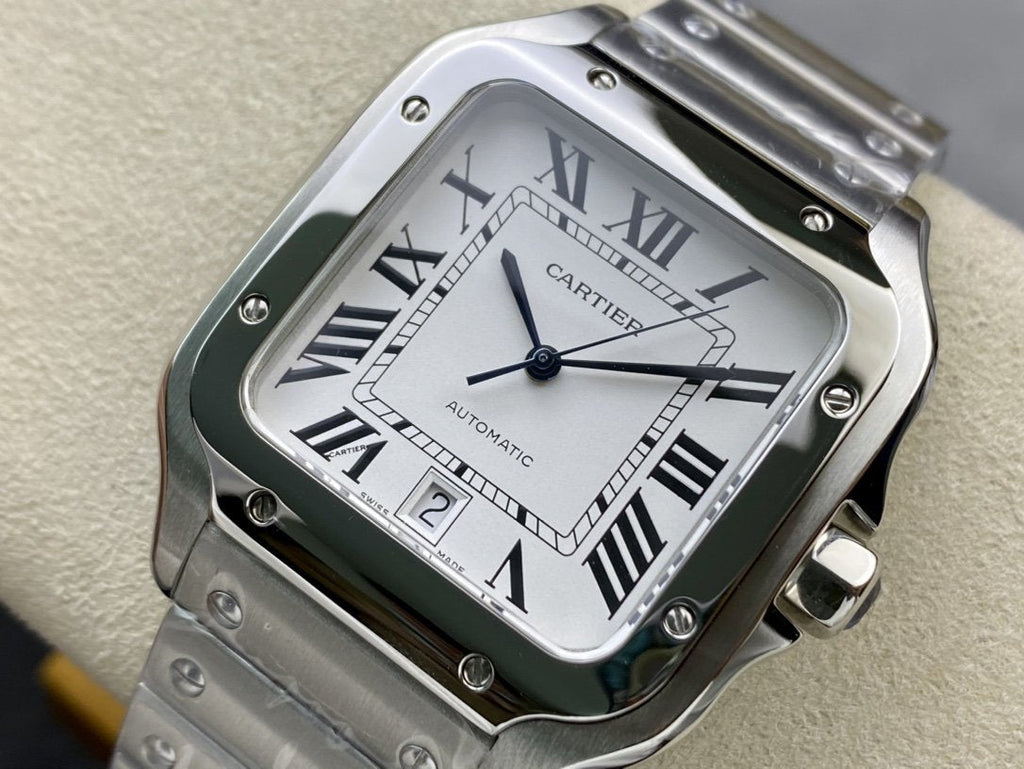 SANTOS DE CARTIE LARGE STEEL CASE WHITE DIAL