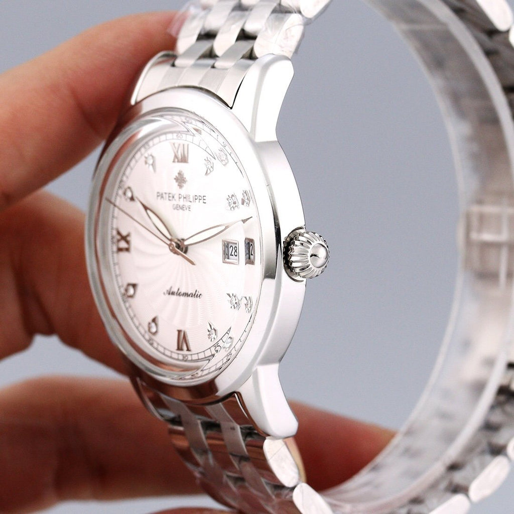 PATEK CALATRAVA 40MM WHITE DIAL DIAMOND BEZEL