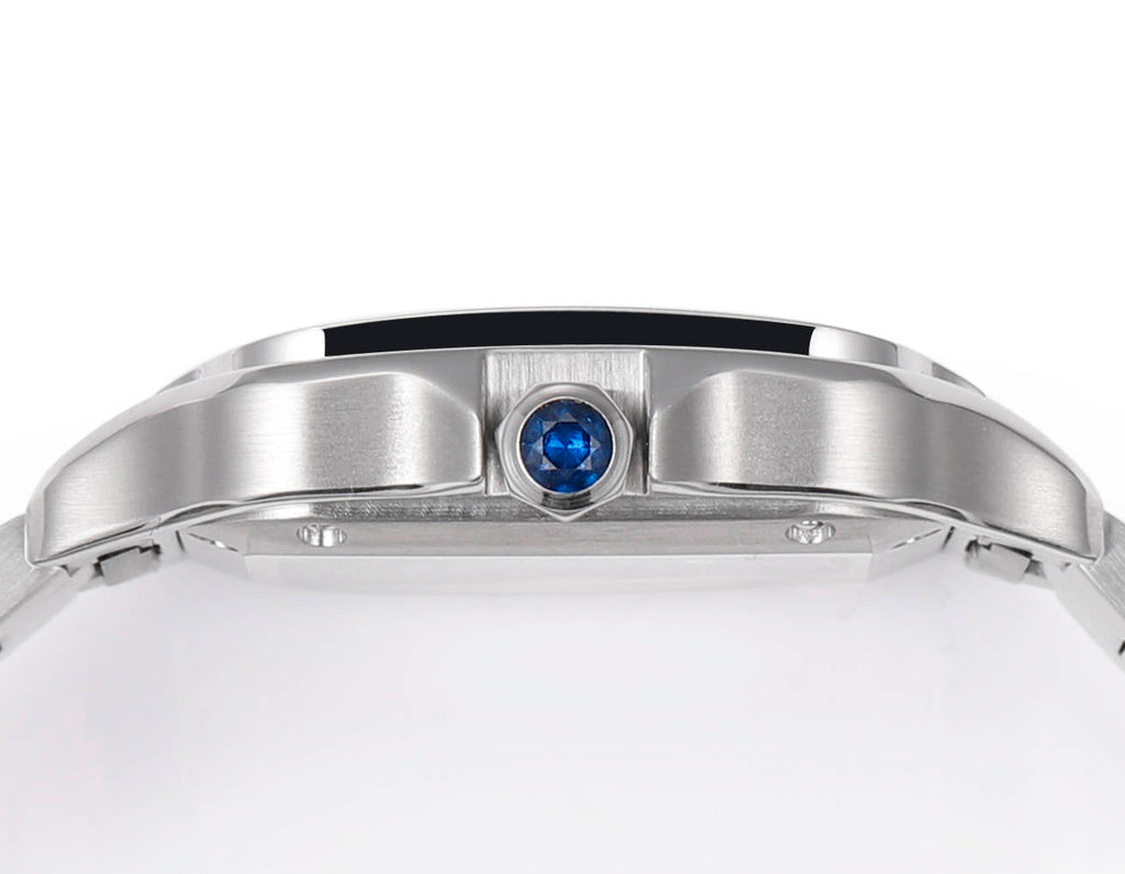SANTOS LADY 35.1MM STEEL CASE BLUE DIAL DIAMOND BEZEL