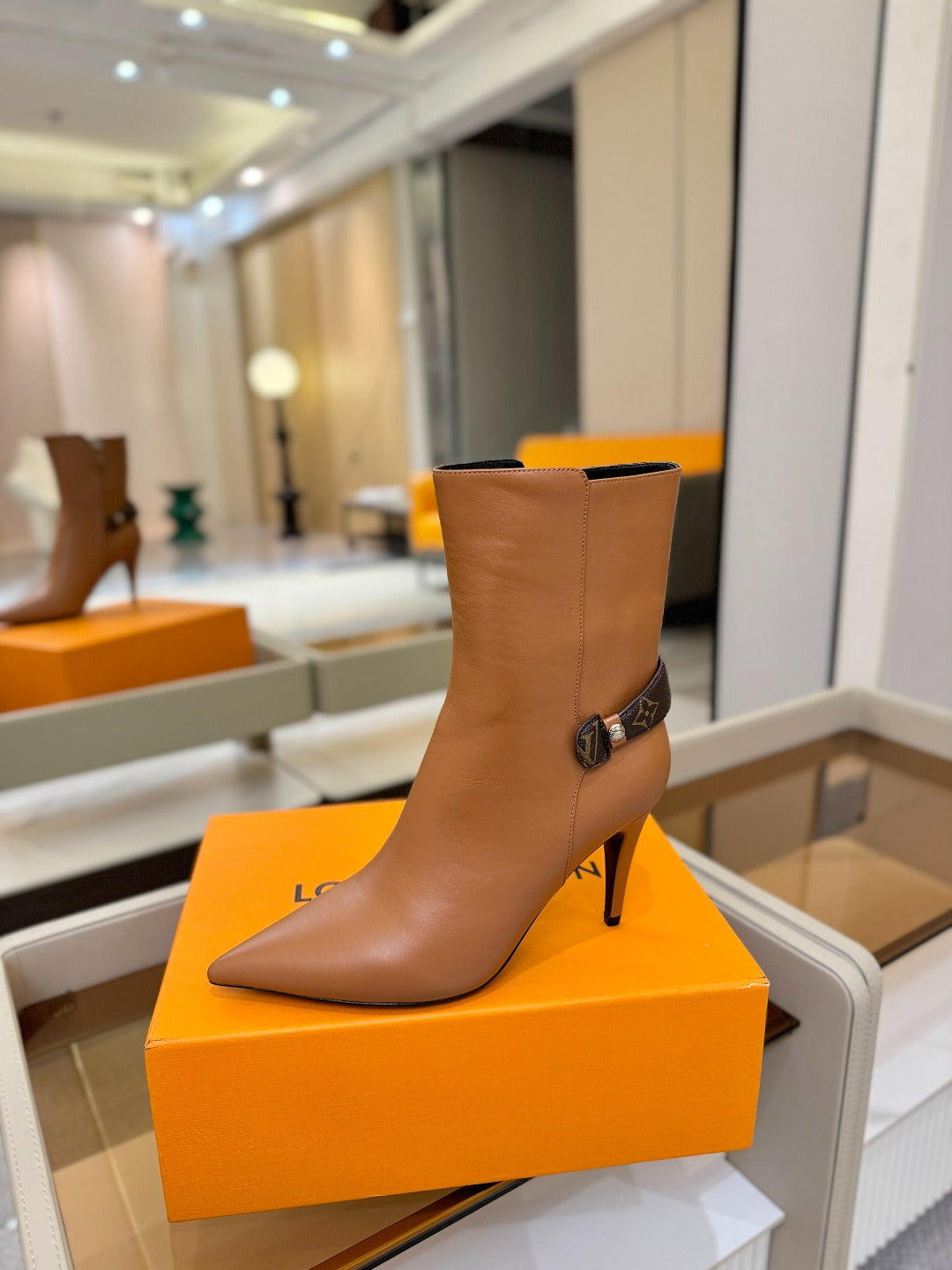 LV Legacy Ankle Boot 90mm Light Brown Caflskin 504778