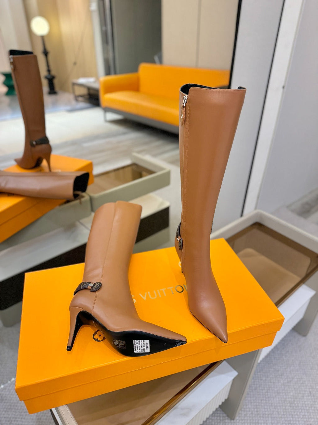 LV Legacy High Boot 90mm Light Brown Caflskin 504739