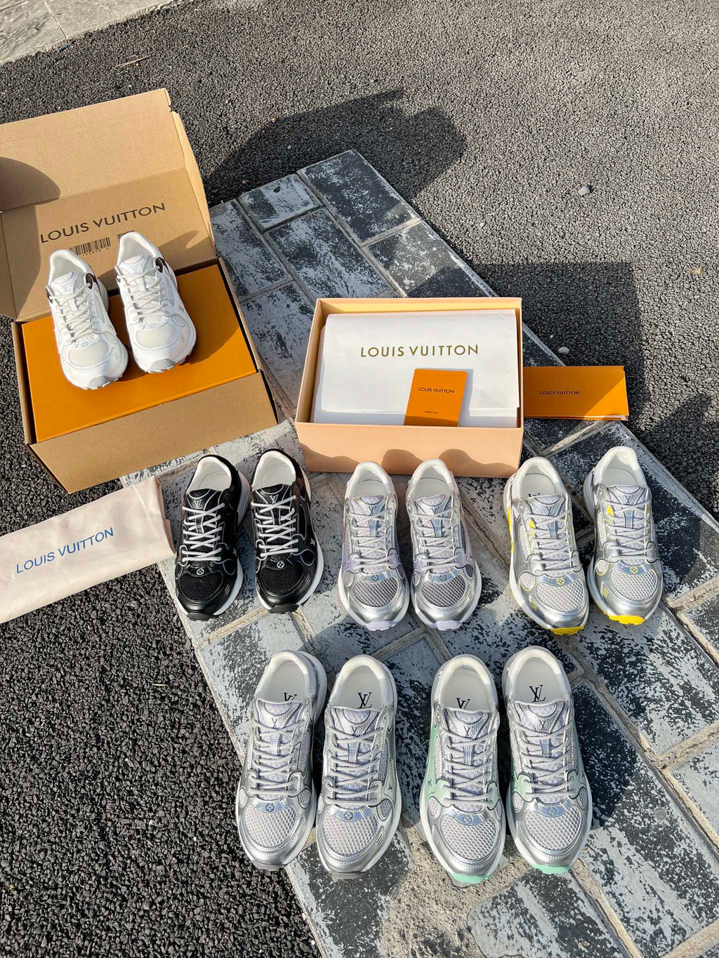 LV 26 Olympia Sneaker Purple Silver Metallic in Fabric Mesh 600741