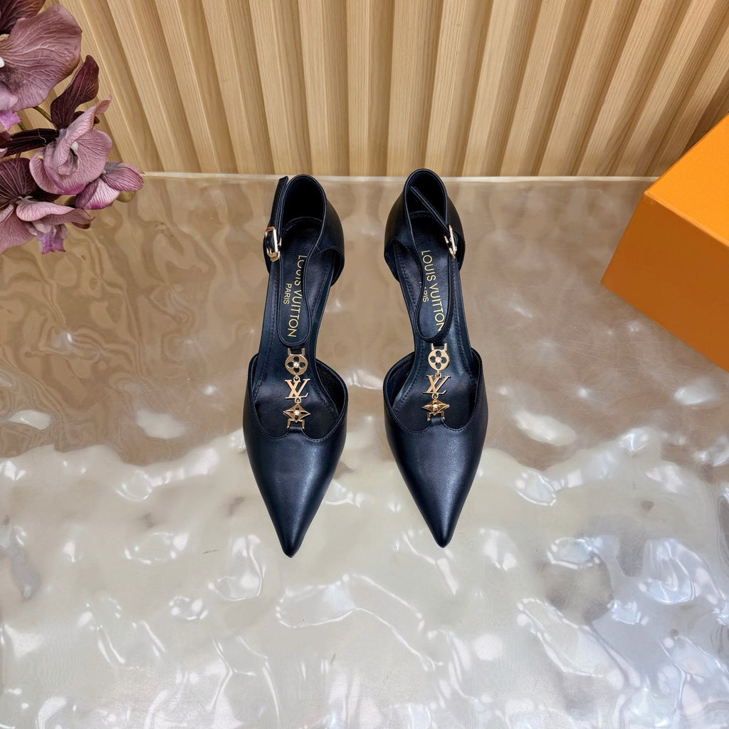 LV 6AM Slingback Pump 65 Black in Cowhide 703074