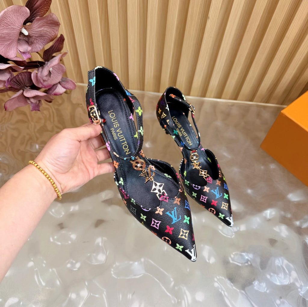 LV 6AM Slingback Pump 65 Black in Monogram Cowhide 703072