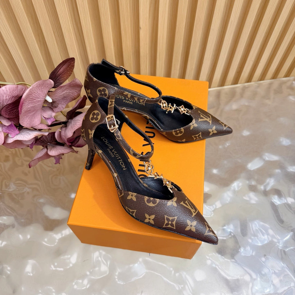 LV 6AM Slingback Pump 65 Brown in Monogram Cowhide 703070