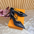 LV 6AM Slingback Pump 65 Black in Monogram Cowhide 703069