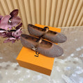 LV Romy Flat Ballerina Brown in Mesh with Rhinestones 703066