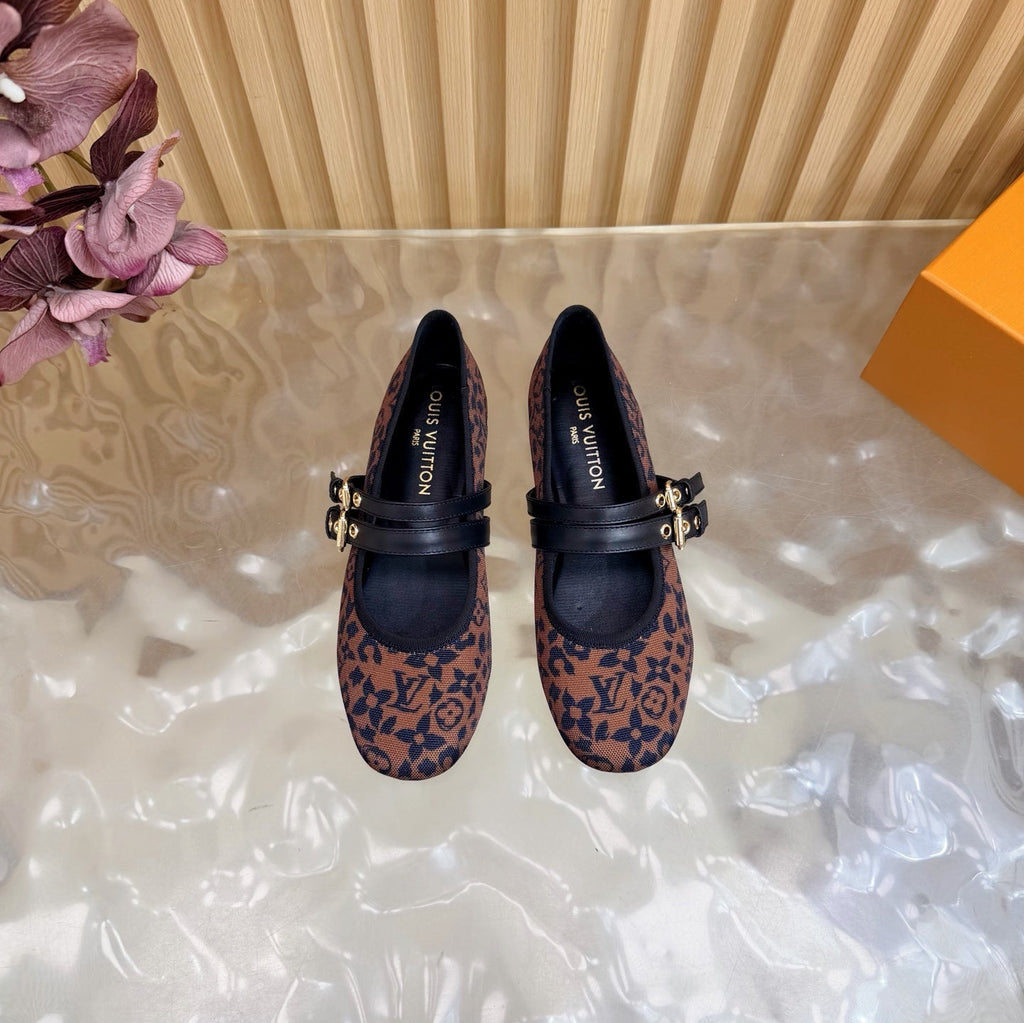 LV Romy Flat Ballerina Brown in Canvas 703061