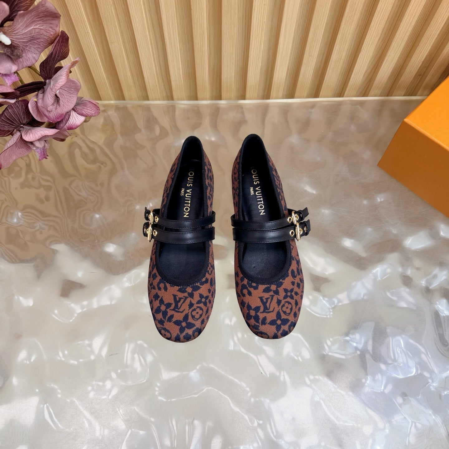 LV Romy Flat Ballerina Brown in Canvas 703061