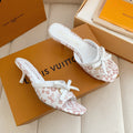 LV 26SS Single Kitten Heel Sandals 55 Light Pink in Cowhide 703053