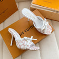 LV 26SS Single Kitten Heel Sandals 105 Light Pink in Cowhide 703048