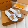 LV x Takashi Murakami Sunset Flat Comfort Sandal White in Cowhide 703038