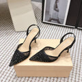 Mach & Mach 26 Pointed Toe High Heels 85 Crystal Black in Sheepskin 722816