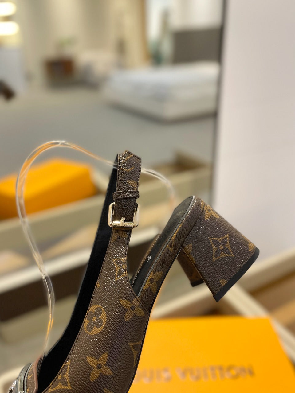 LV Slingback Heel 50mm Brown in Leather 769030