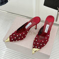 Jimmy Rhinestone Toe High-Heeled 10 Sandals Red in Lace Metallic 803385