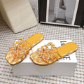 Loe 26 Openwork Woven Sandals Yellow in Leather 813536
