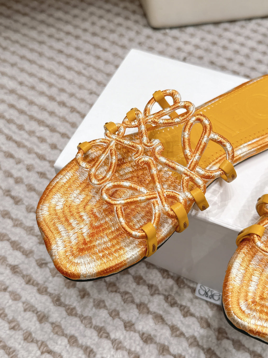 Loe 26 Openwork Woven Sandals Yellow in Leather 813536