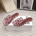 Loe 26 Openwork Woven Sandals Burgundy in Leather 813537