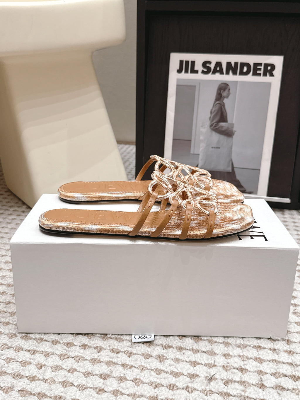 Loe 26 Openwork Woven Sandals Light Brown in Leather 813538