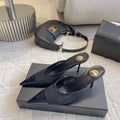 YSL Pointed-Toe Mesh Mule 75mm Black Cowhide & Mesh 851891