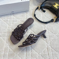 Loew Woven Square-Toe Sandals 3.5cm Deep Chocolate Lambskin 851670