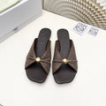 Loew Pebble Soft Slides Brown Lambskin Leather 881382