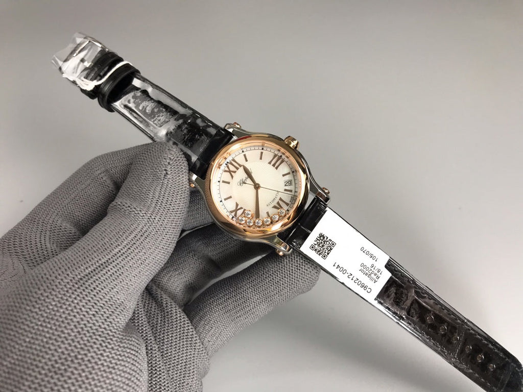 Happy Diamond Pink 36mm Pink Gold White Dial