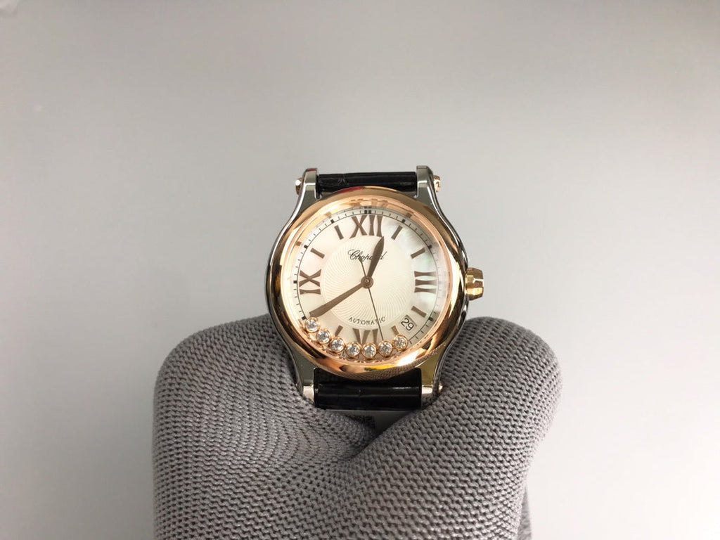 Happy Diamond Pink 36mm Pink Gold White Dial