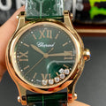 Happy Diamonds 36mm Gold Dark Green Dial