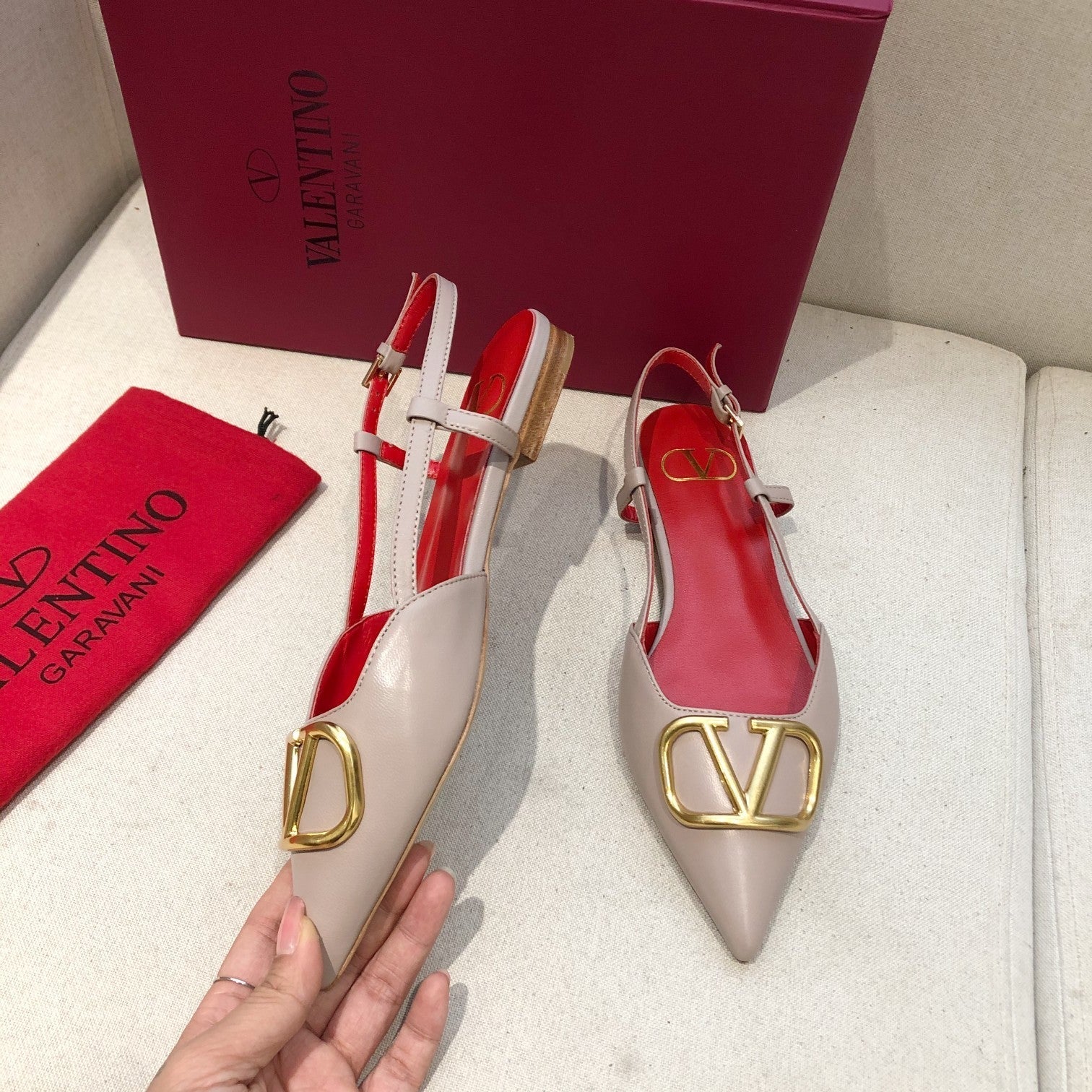 Valentino Slingback Flats Sheepskin