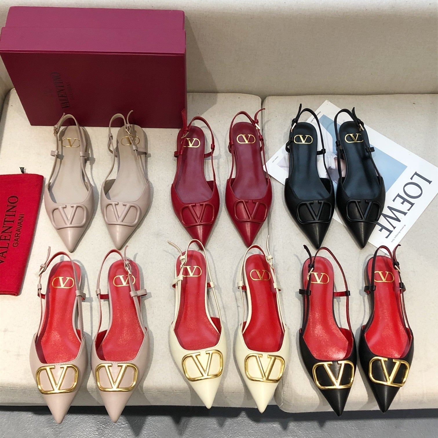 Valentino Slingback Flats Sheepskin