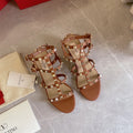 Rockstud sandals 60 brown beige calfskin