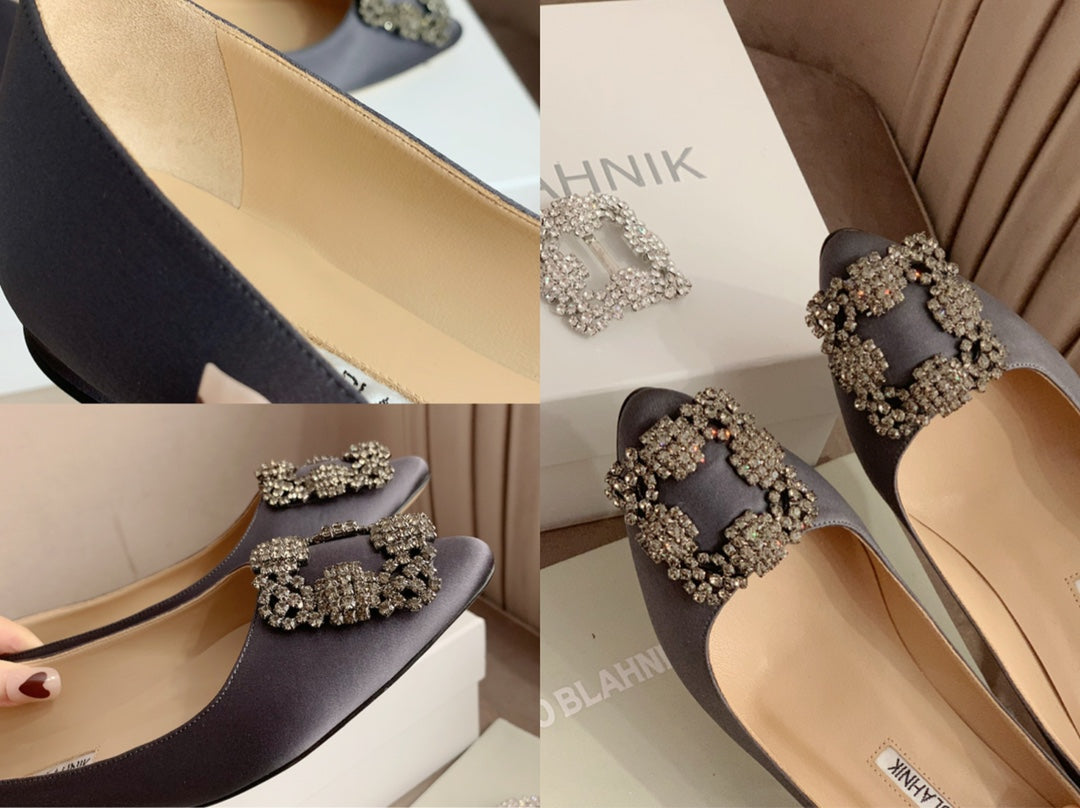 Hangisi Taupe Satin Crystal Embellished Pumps 700528