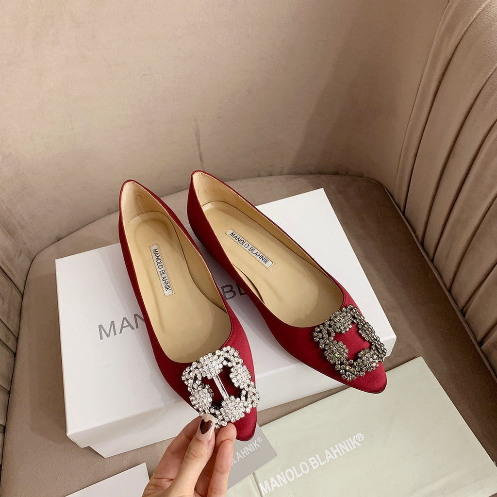 Hangisi Dark Red Satin Crystal Embellished Pumps 700530