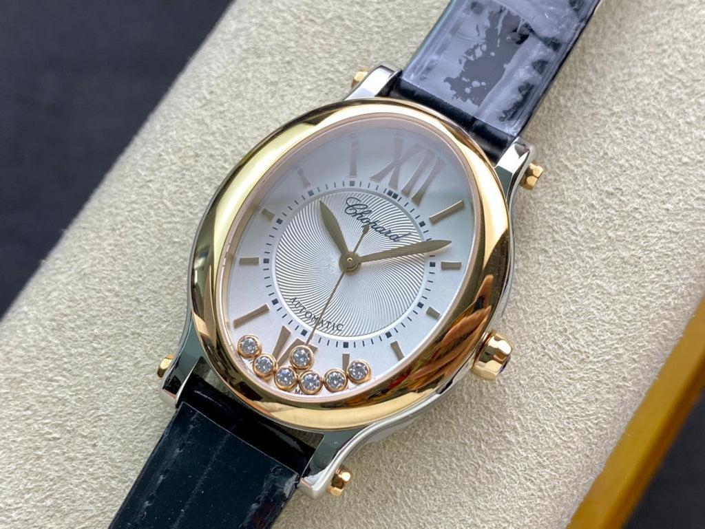 Happy Diamond 30mm Gold White Dial