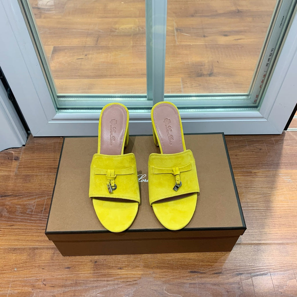Summer Charms Mules 80 Yellow Suede Pink Lambskin