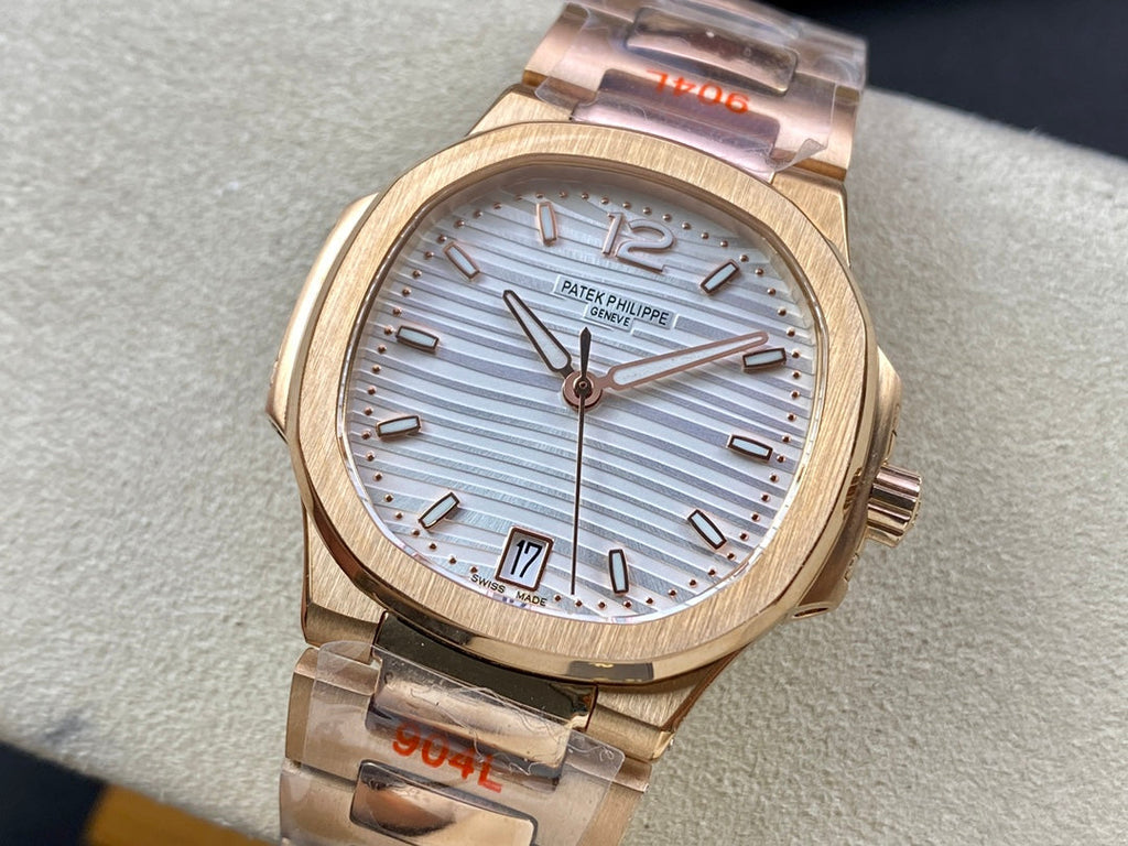 PATEK Nautilus 35.2mm Pink Gold White Dial
