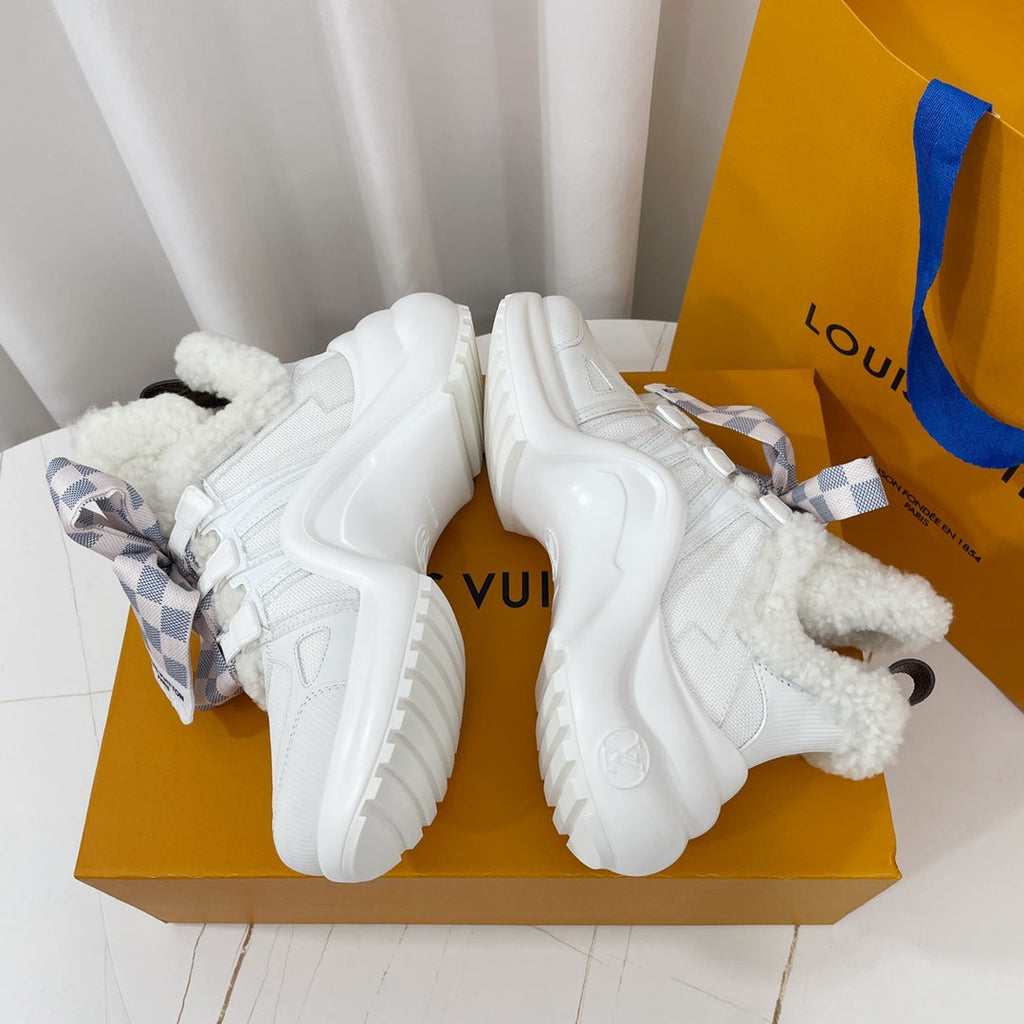 LV Archlight Sneaker White Plaid Bow Tie Lambskin