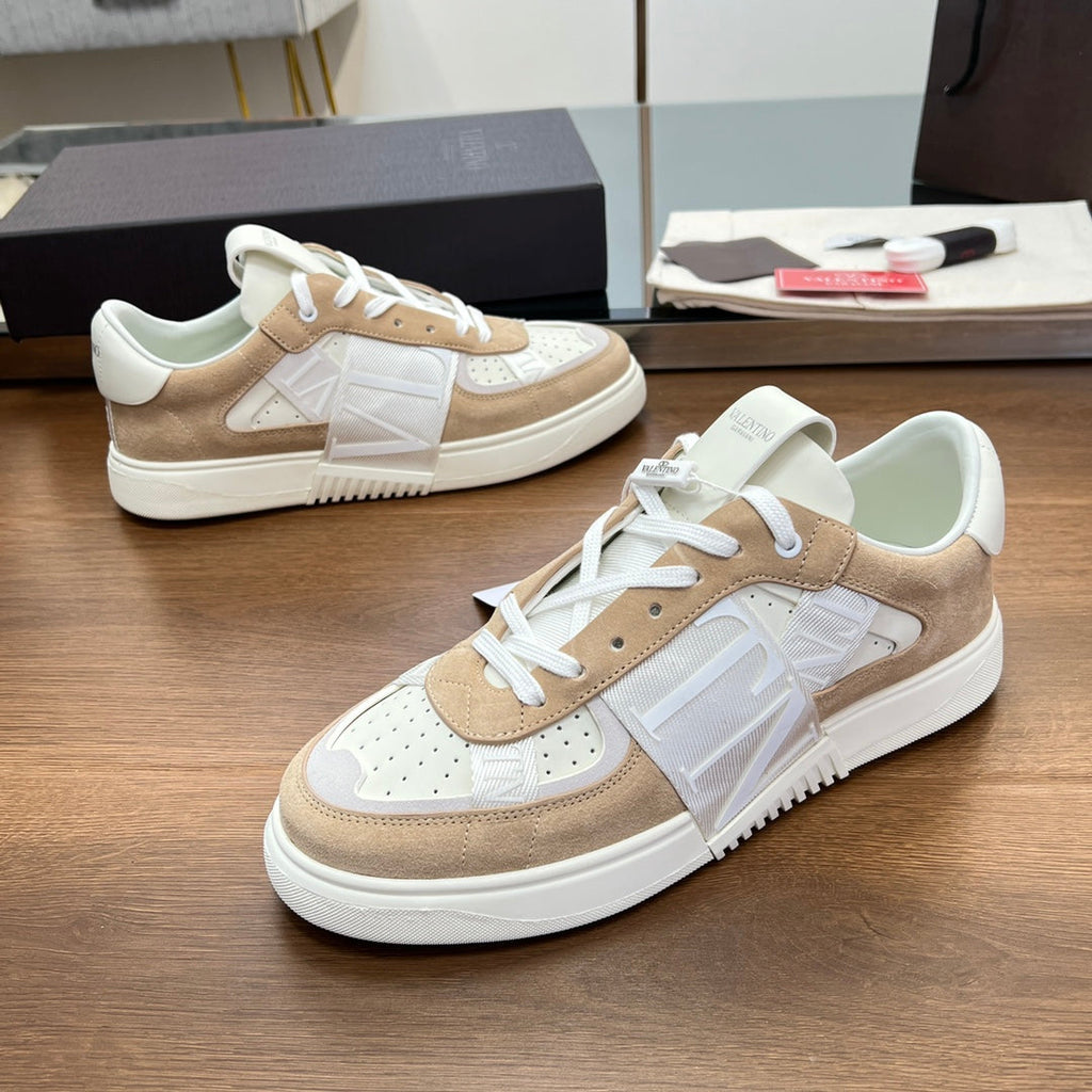 valenti low top vl7n cream calfskin brown suede