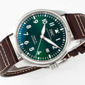 IWC Pilot 40mm Green Dial Steel Case Brown Leather Strap