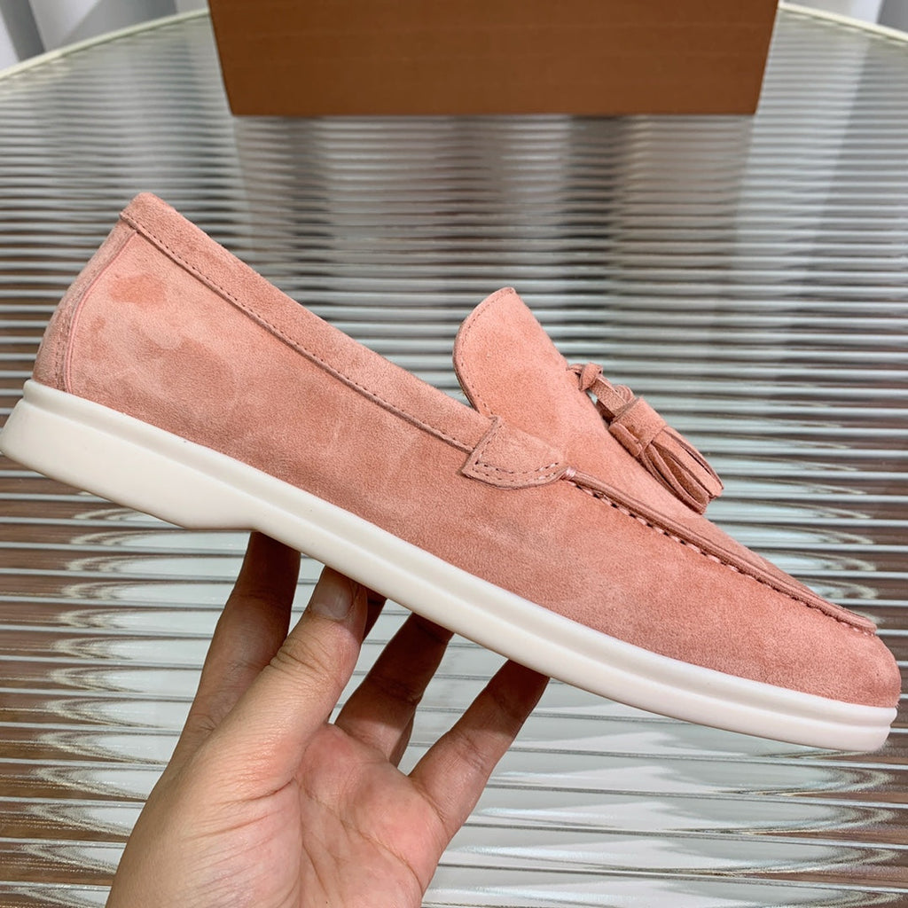 lp dot sole walk loafer brownish pink suede