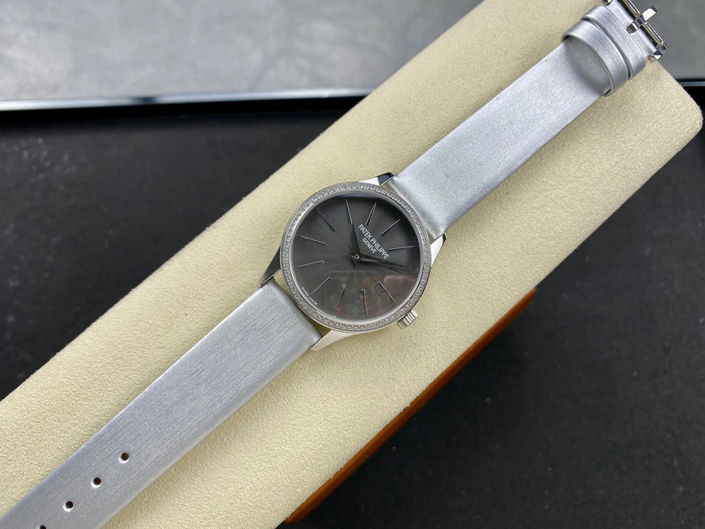 PATEK Calatrava 33mm Silver Black Dial