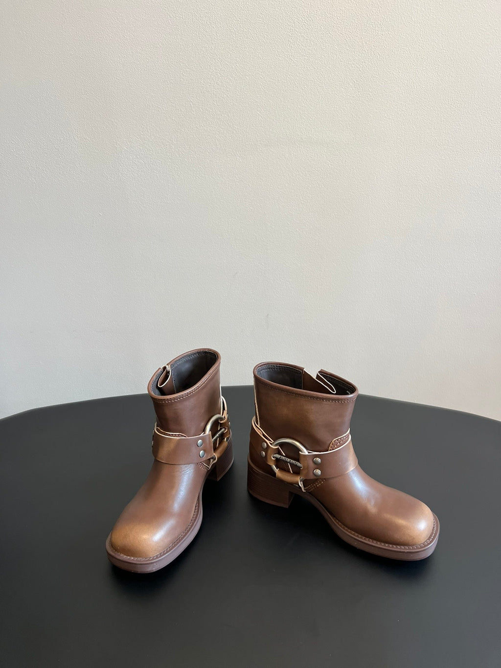 Miu 26s Ankle Boots In Brown Calfskin Silver Hardware
