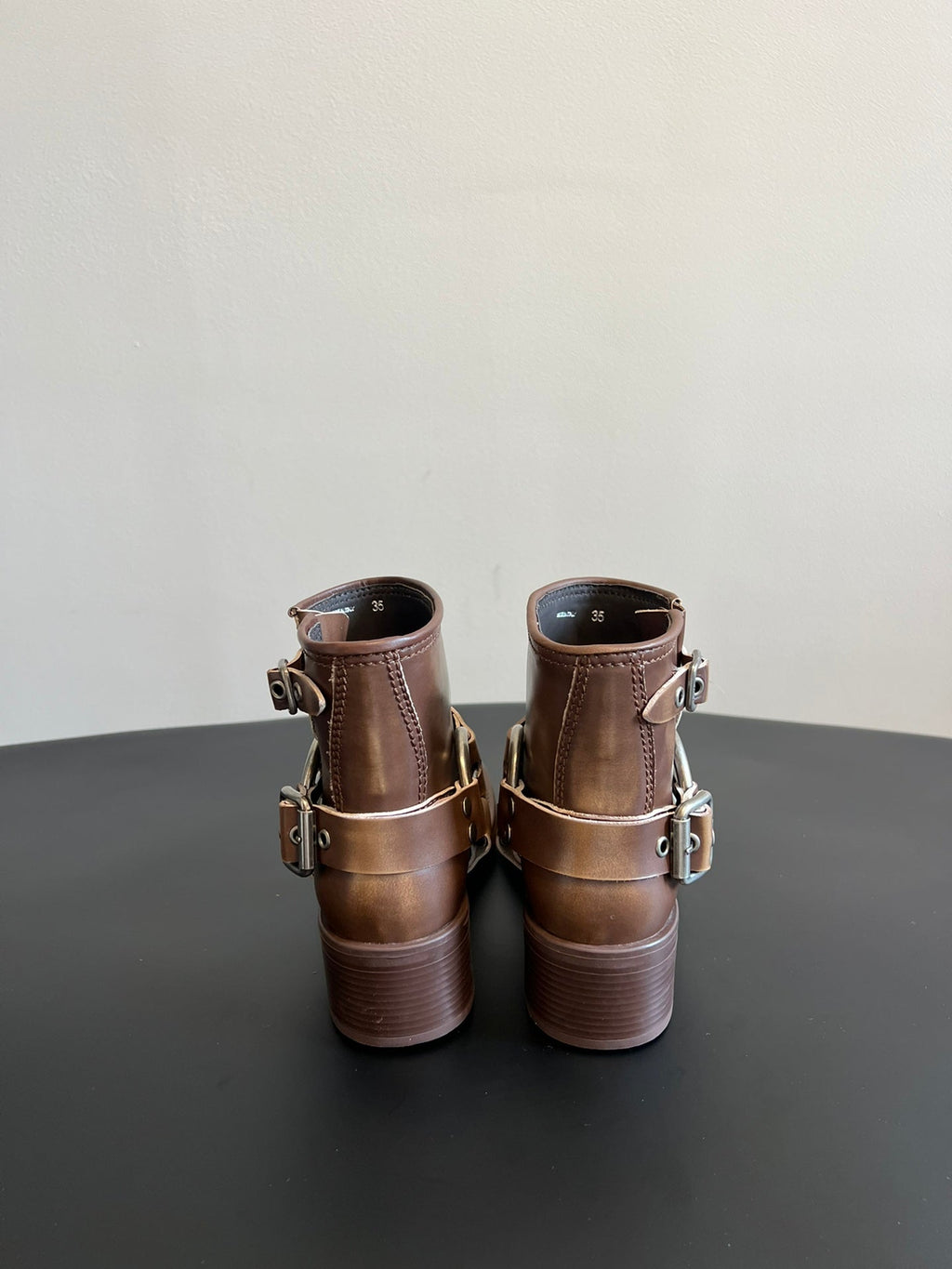 Miu 26s Ankle Boots In Brown Calfskin Silver Hardware