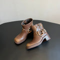 Miu 26s Ankle Boots In Brown Calfskin Silver Hardware