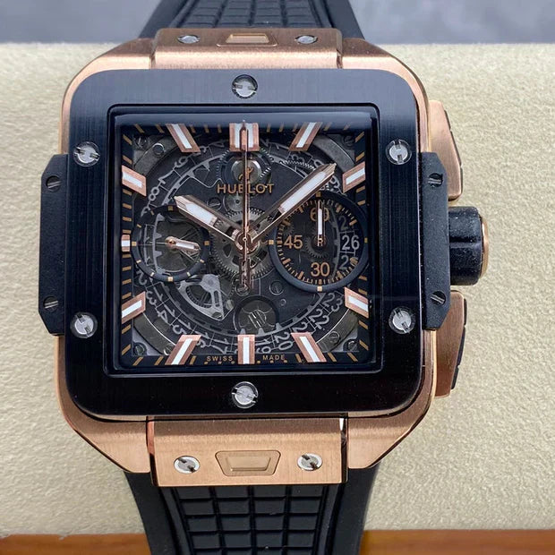 Hublot Square Bang Unico Rose Gold Ceramic 42mm Creamic Benzel Watch