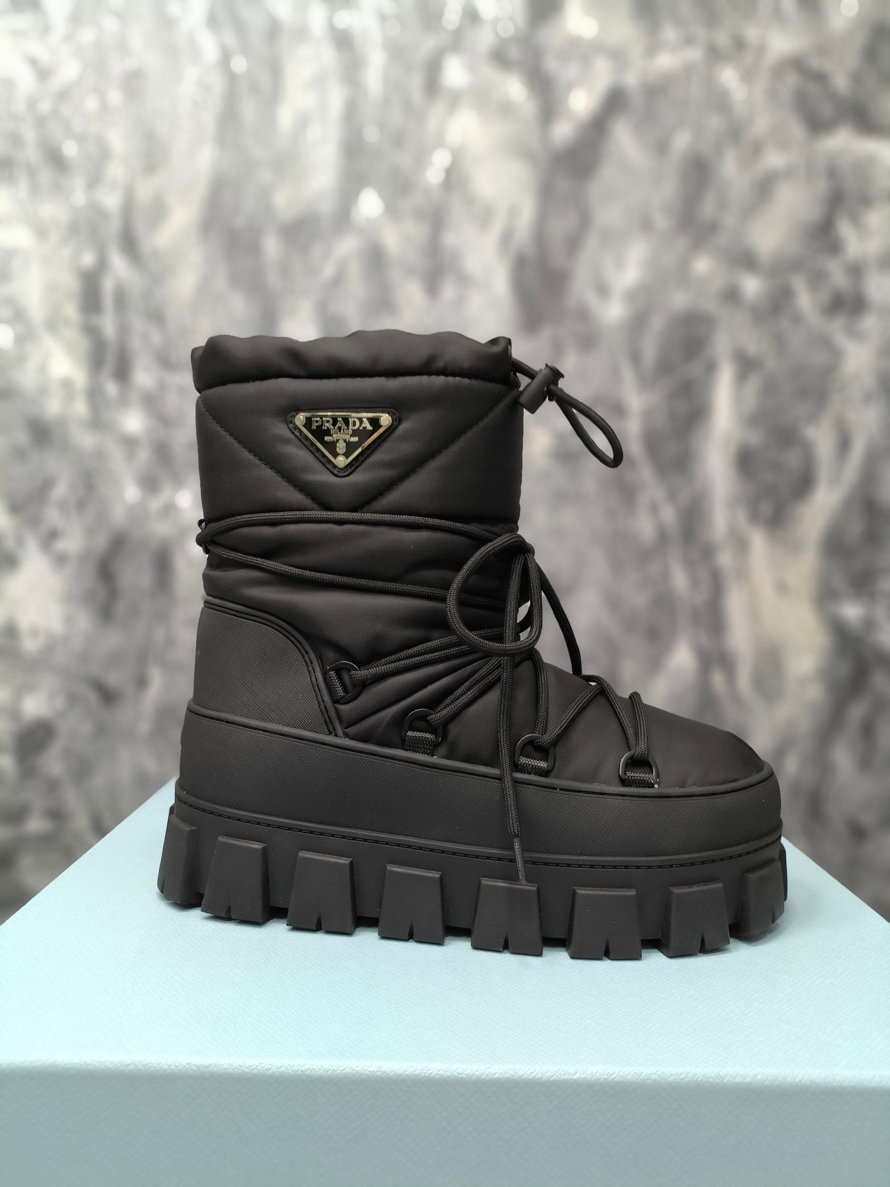 PRA RE-NYLON GABARDINE APRÈS SKI BOOTIES BLACK