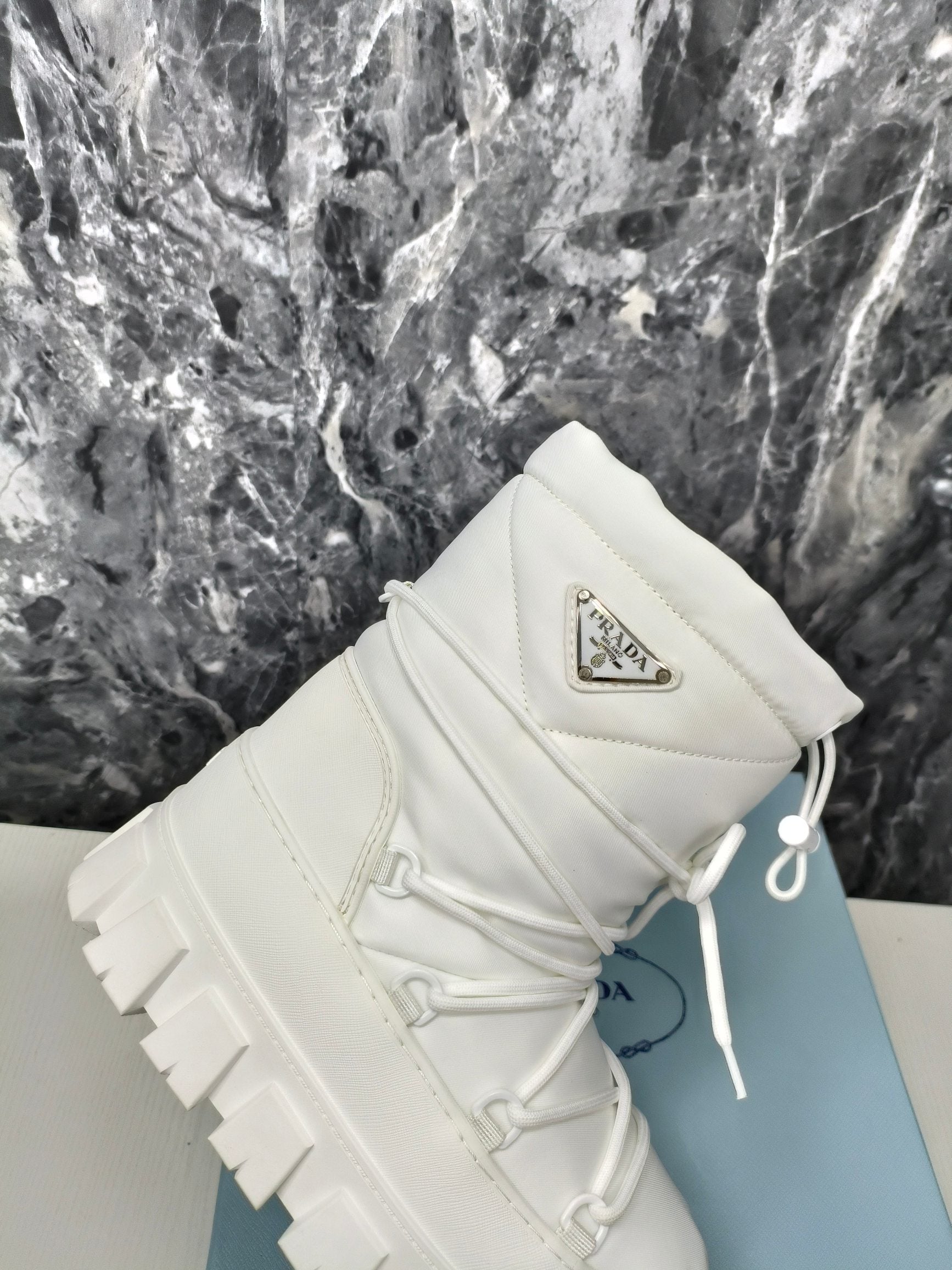 PRA RE-NYLON GABARDINE APRÈS SKI BOOTIES WHITE